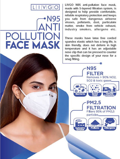 N95 Face Mask by Livgo - Certified - Pack of 4 masks