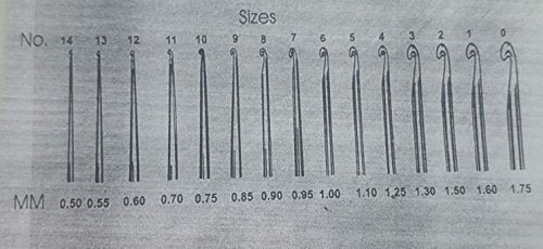 Crochet Hook - Aluminium : Pack of 18 Hooks : Size : 6 to 14