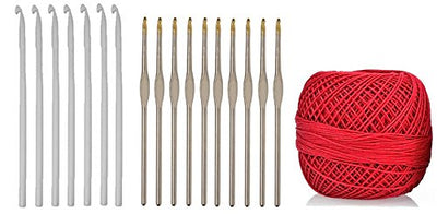 Crochet Hook Combo - Aluminium and Steel (Gold Point):  Pack of 26 Hooks