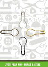 Safety Pin : Pear Shaped : 500 Pcs : Assorted Size : Brass